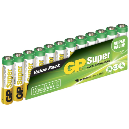 PARISTO 1,5V AAA/LR03 SUPER ALKALINE 12KPL GPLR3-12